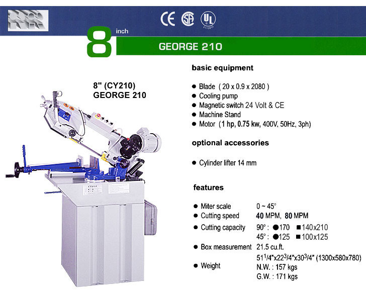 เครื่องเลื่อยสายพานตัดเหล็ก BANDSAW / CUTTING / TOOLS / MACHINES / GEORGE รุ่น CY-210